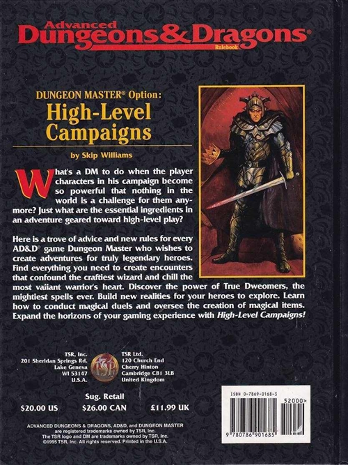 Advanced Dungeons & Dragons - Dungeon Master Options - High-Level Campaigns (B Grade) (Genbrug)